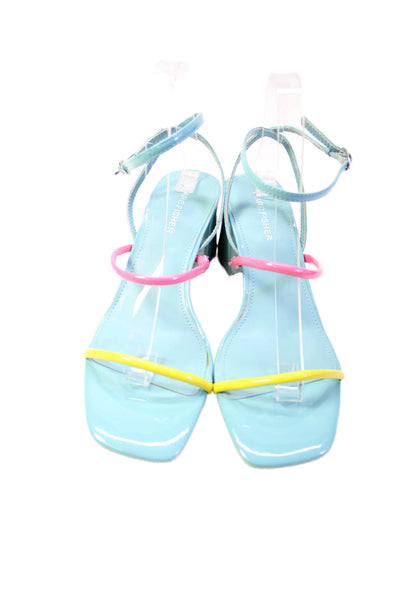 Marc Fisher Womens Square Toe Ankle Strap Heels Shoes Blue Combo Size 8M
