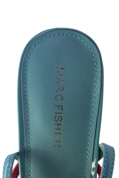 Marc Fisher Womens Square Toe Ankle Strap Heels Shoes Blue Combo Size 8M