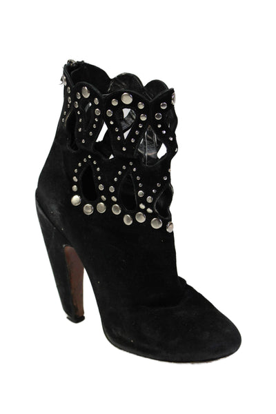 Alaia Womens Leather Studded Detail Heels Ankle Boots Shoes Black Size 6