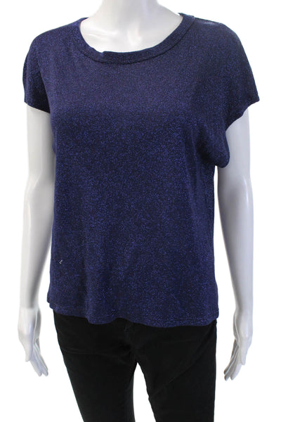 R+A Womens Basic Dark Blue Cotton Crew Neck Short Sleeve T-Shirt 80s Size XS