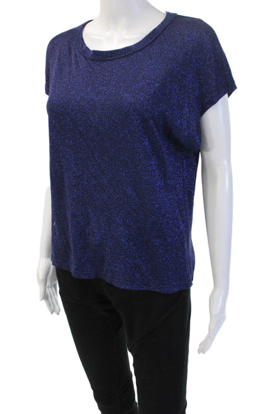 R+A Womens Basic Dark Blue Cotton Crew Neck Short Sleeve T-Shirt 80s Size XS