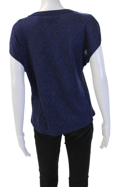 R+A Womens Basic Dark Blue Cotton Crew Neck Short Sleeve T-Shirt 80s Size XS
