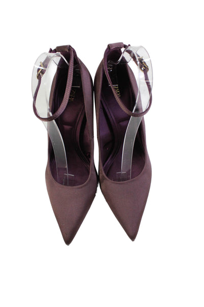 Zara Women's Pointed Toe Slip-On Buckle Stiletto Shoes Purple Size 37