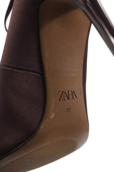Zara Women's Pointed Toe Slip-On Buckle Stiletto Shoes Purple Size 37
