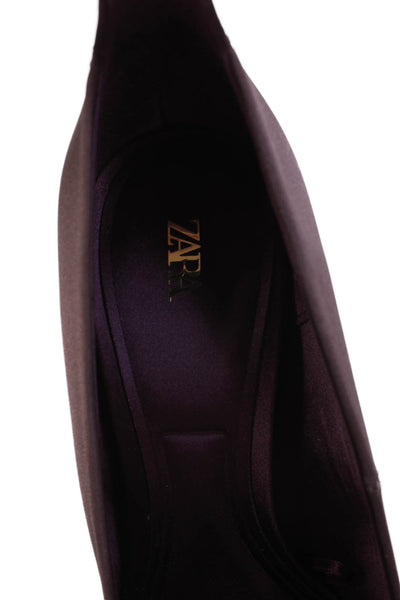 Zara Women's Pointed Toe Slip-On Buckle Stiletto Shoes Purple Size 37