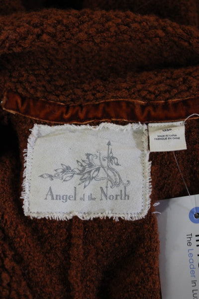 Angel Of The North Unisex Pullover Sweater Brown Bohemian Long Sleeve Size 2XS