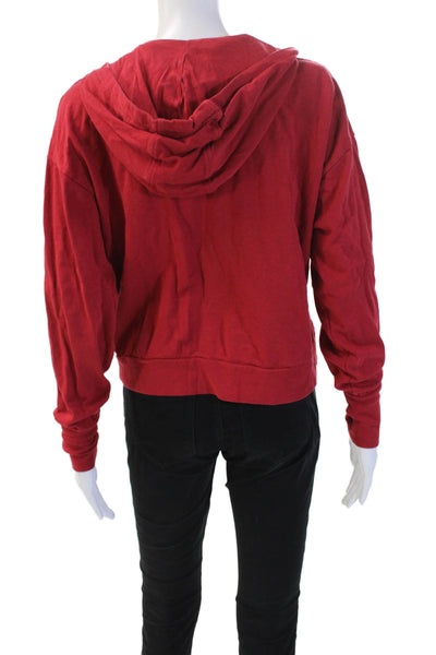Sweaty Betty Womens Pullover Hoodie Red V-Neck Long Sleeve Drawstring Size S