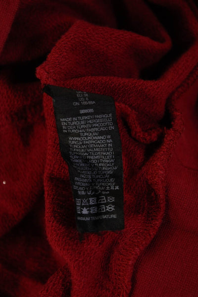 Sweaty Betty Womens Pullover Hoodie Red V-Neck Long Sleeve Drawstring Size S