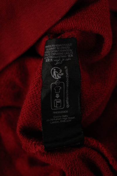Sweaty Betty Womens Pullover Hoodie Red V-Neck Long Sleeve Drawstring Size S