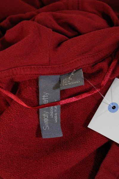 Sweaty Betty Womens Pullover Hoodie Red V-Neck Long Sleeve Drawstring Size S