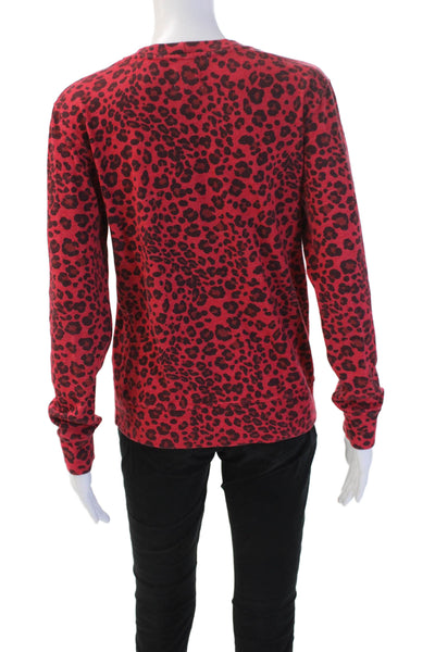 Sundry Unisex Leopard Print Pullover Sweater Red Long Sleeve Crew Neck Size 1