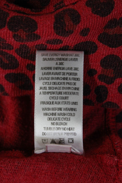 Sundry Unisex Leopard Print Pullover Sweater Red Long Sleeve Crew Neck Size 1