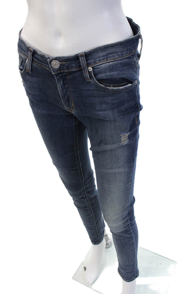Hudson Womens Skinny Ankle Jeans Dark Blue Size 27