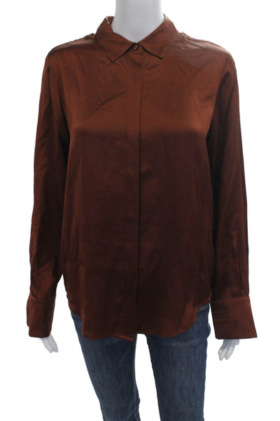 Scotch & Soda Women Brown Long Sleeve Button-Up Blouse Size S