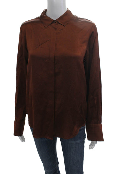 Scotch & Soda Women Brown Long Sleeve Button-Up Blouse Size S