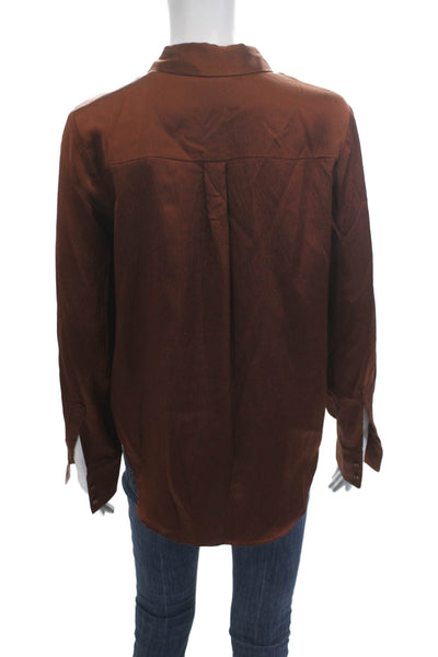 Scotch & Soda Women Brown Long Sleeve Button-Up Blouse Size S