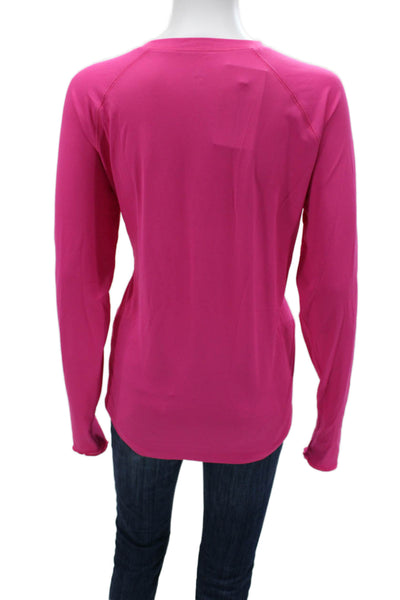 JoFit Women Basic Solid Pink Crew Neck Long Sleeve T-Shirt Size XL