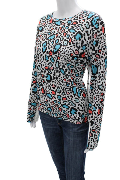 Tail Women Black Leopard Print Round Neck Long Sleeve Zip T-Shirt Size XL