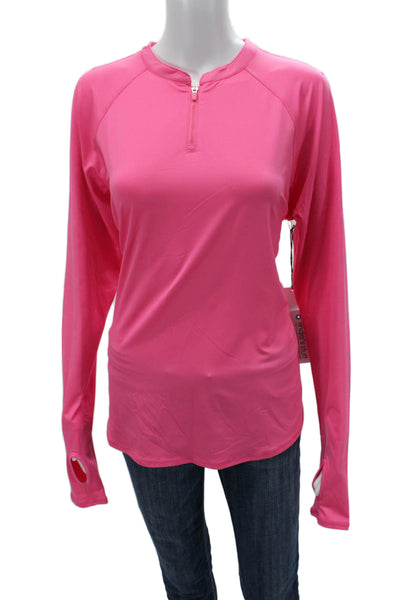 JoFit Womens Basic Pink Mock Neck Long Sleeve Zip Top Size XL