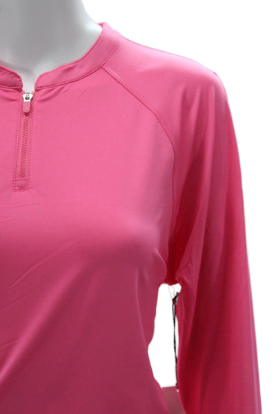 JoFit Womens Basic Pink Mock Neck Long Sleeve Zip Top Size XL