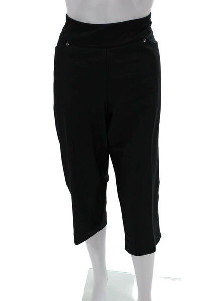 Tail Womens Cropped Capris Black 90% Polyester 10% Spandex Snap Size 16