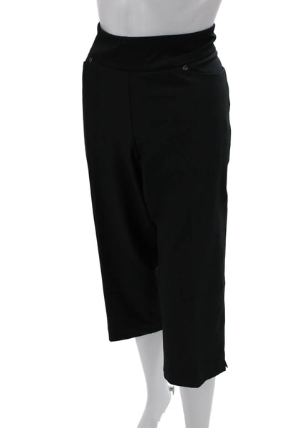 Tail Womens Cropped Capris Black 90% Polyester 10% Spandex Snap Size 16