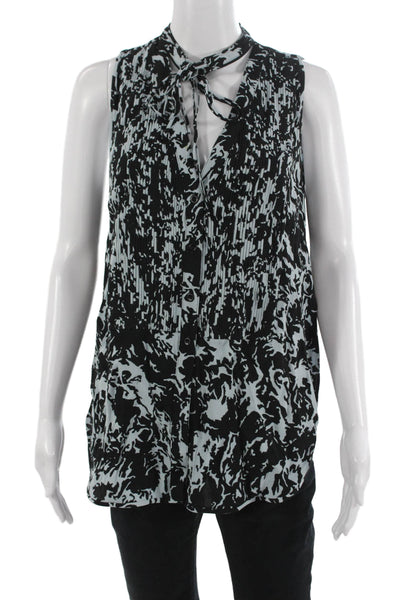 Proenza Schouler White Label Womens Black Sleeveless Button Up Blouse Size 8