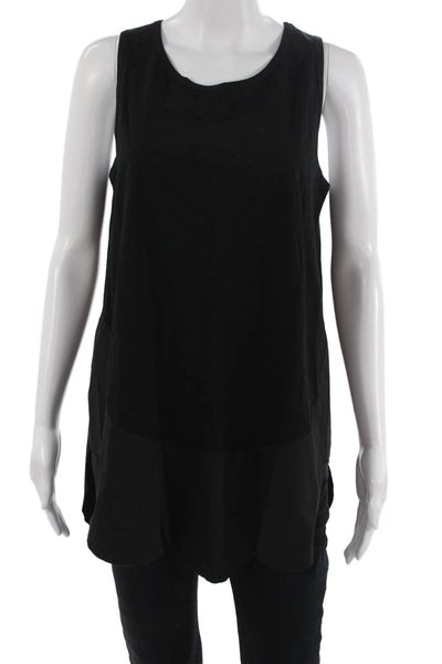 Meimeij Women Basic Tunic Tank Black Silk Round Neck Sleeveless Size 40