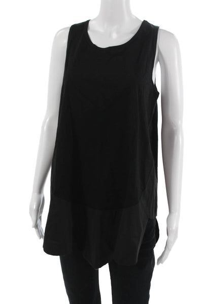 Meimeij Women Basic Tunic Tank Black Silk Round Neck Sleeveless Size 40