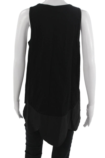 Meimeij Women Basic Tunic Tank Black Silk Round Neck Sleeveless Size 40
