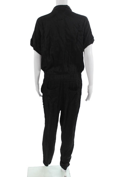 Chaser Womens Black V-Neck Short Sleeve Jumpsuit Viscose Rayon Size S