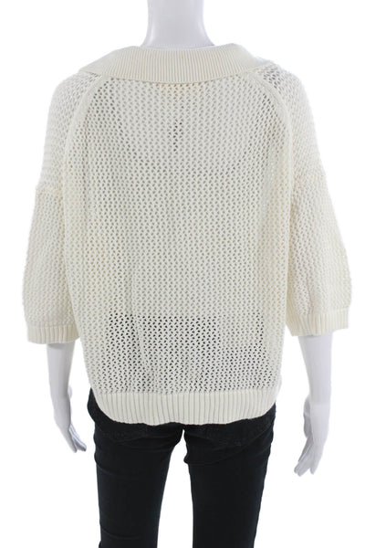 Velvet By Jenny Graham Unisex White V-Neck Pullover 3/4 Sleeve Size S