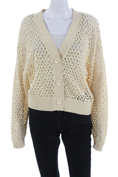 LNA Unisex Beige V-Neck Cardigan Long Sleeve Size S