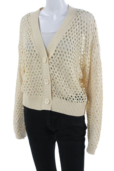LNA Unisex Beige V-Neck Cardigan Long Sleeve Size S