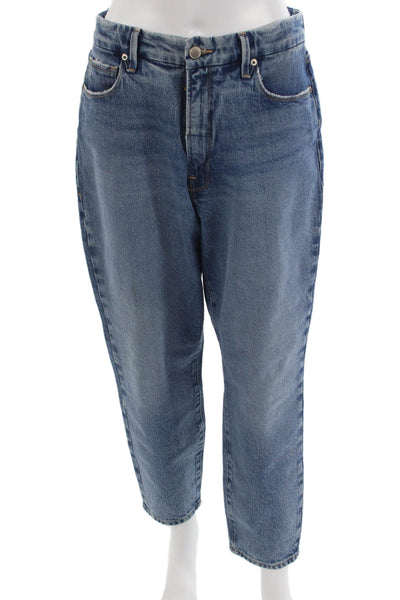 Good American Womens Cropped Boyfriend Jeans Blue High Rise Size 27