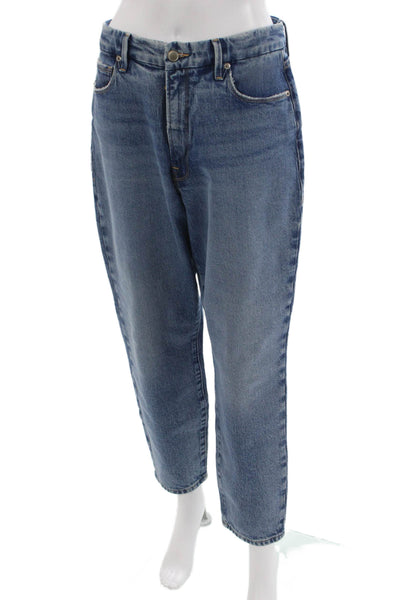 Good American Womens Cropped Boyfriend Jeans Blue High Rise Size 27