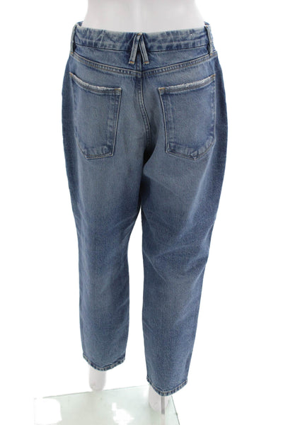 Good American Womens Cropped Boyfriend Jeans Blue High Rise Size 27