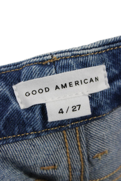 Good American Womens Cropped Boyfriend Jeans Blue High Rise Size 27