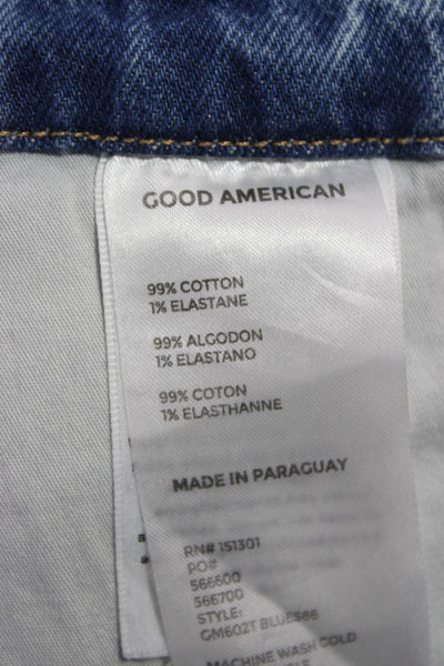 Good American Womens Cropped Boyfriend Jeans Blue High Rise Size 27