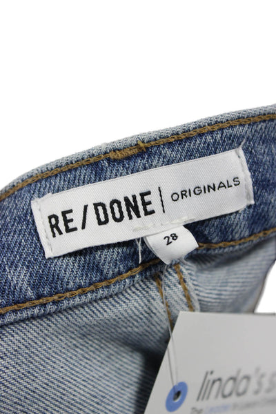 Re/Done Women Boyfriend Cropped Light Blue High Rise Jeans Size 28