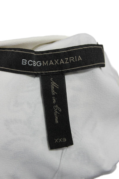 BCBG Max Azria Women White Shift T Shirt Dress Short Sleeve Paisley Size 2XS