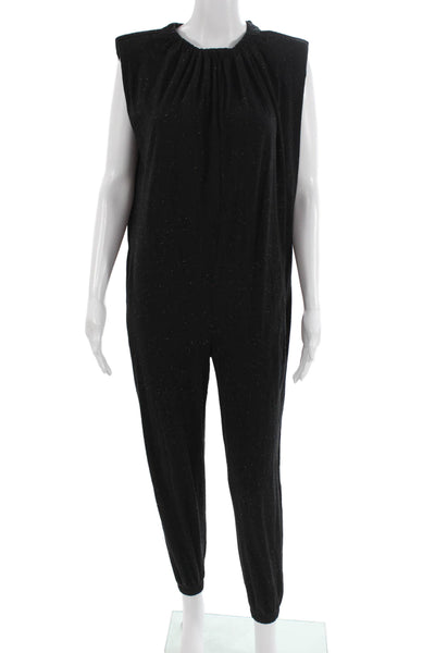 Something Navy Women Jumpsuit Black Geometric Sleeveless Crew Neck Size 2XS