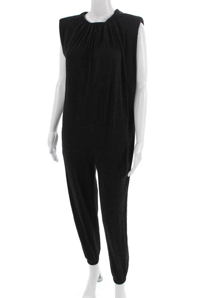 Something Navy Women Jumpsuit Black Geometric Sleeveless Crew Neck Size 2XS