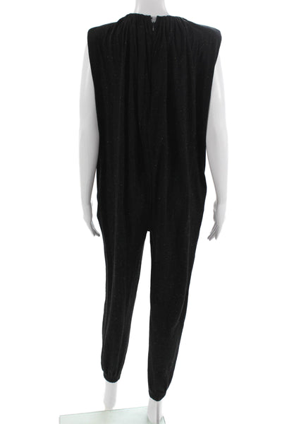 Something Navy Women Jumpsuit Black Geometric Sleeveless Crew Neck Size 2XS