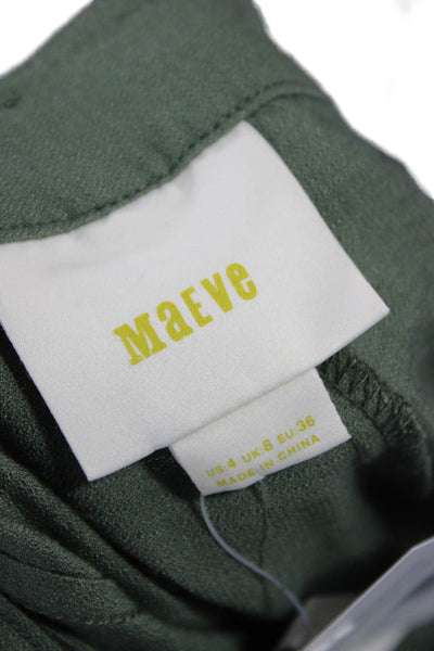 Maeve Anthropologie Women Paperbag Pants Green Drawstring Size 4