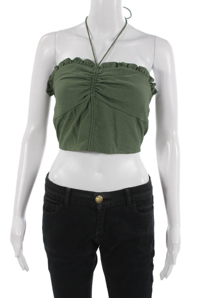 Maeve Anthropologie Women Cropped Sleeveless Tank Green Viscose Size XS