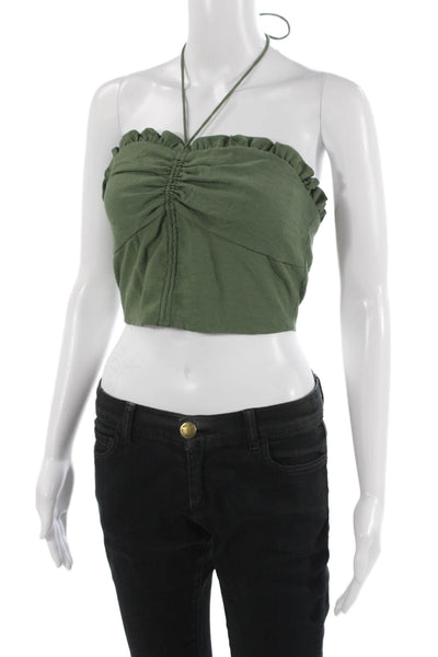 Maeve Anthropologie Women Cropped Sleeveless Tank Green Viscose Size XS