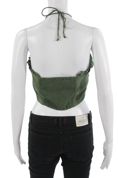 Maeve Anthropologie Women Cropped Sleeveless Tank Green Viscose Size XS