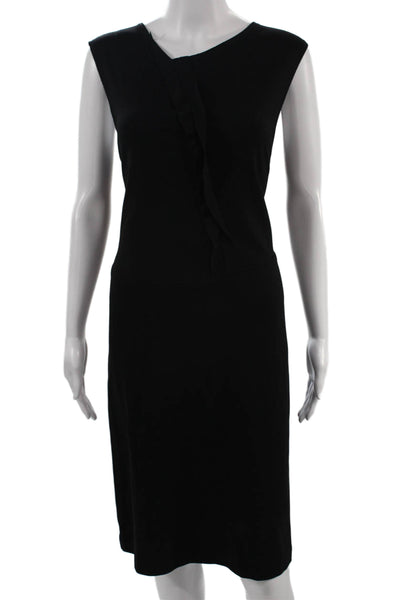 Piazza Sempione Women Black Sheath Dress Sleeveless Zip Knee Length Size 42
