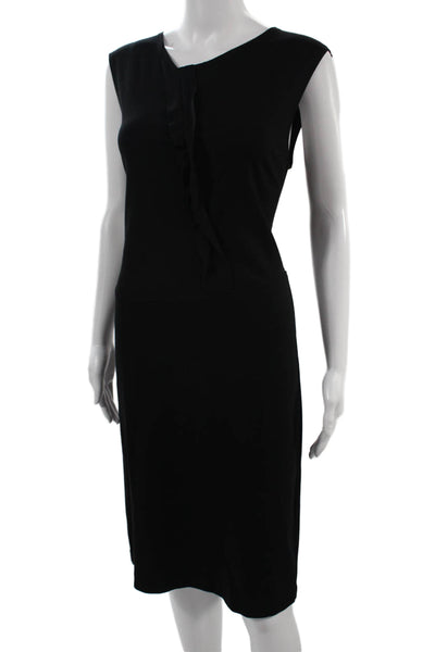 Piazza Sempione Women Black Sheath Dress Sleeveless Zip Knee Length Size 42